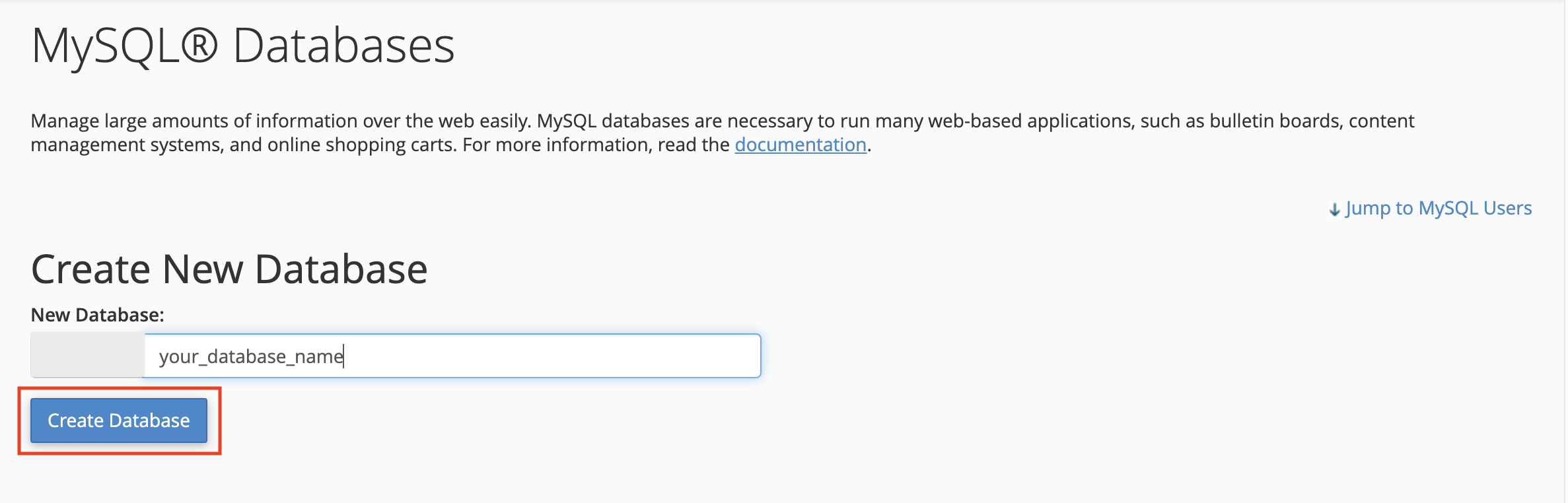 Create database