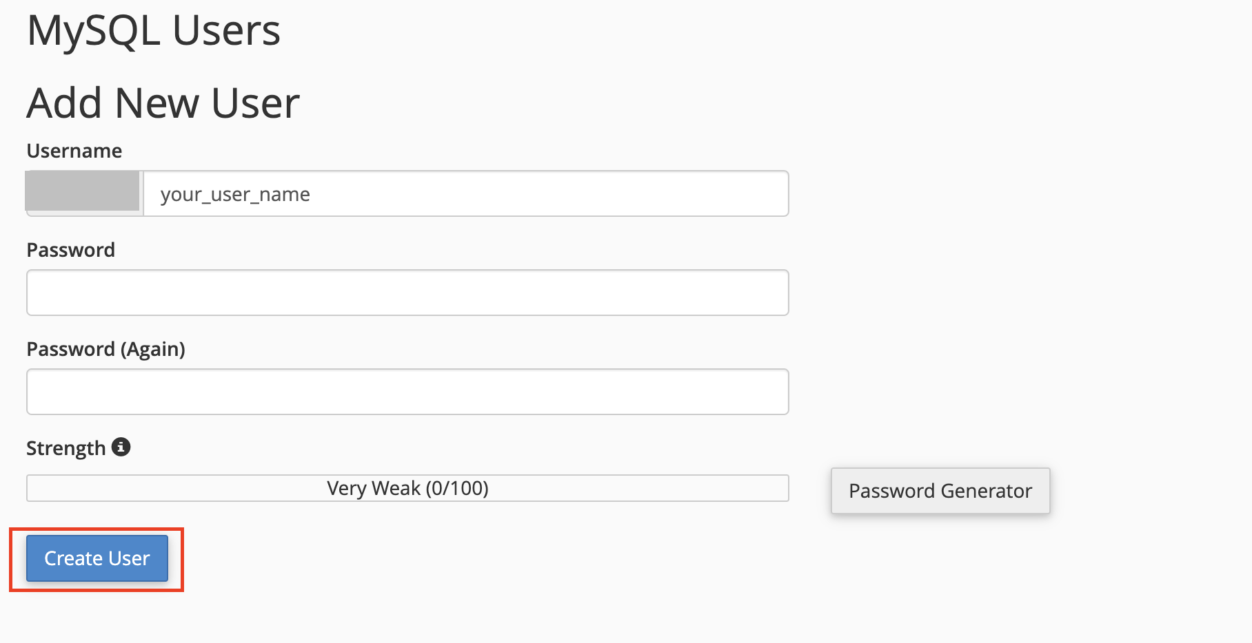 Create database user