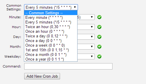 cPanel cron job setup
