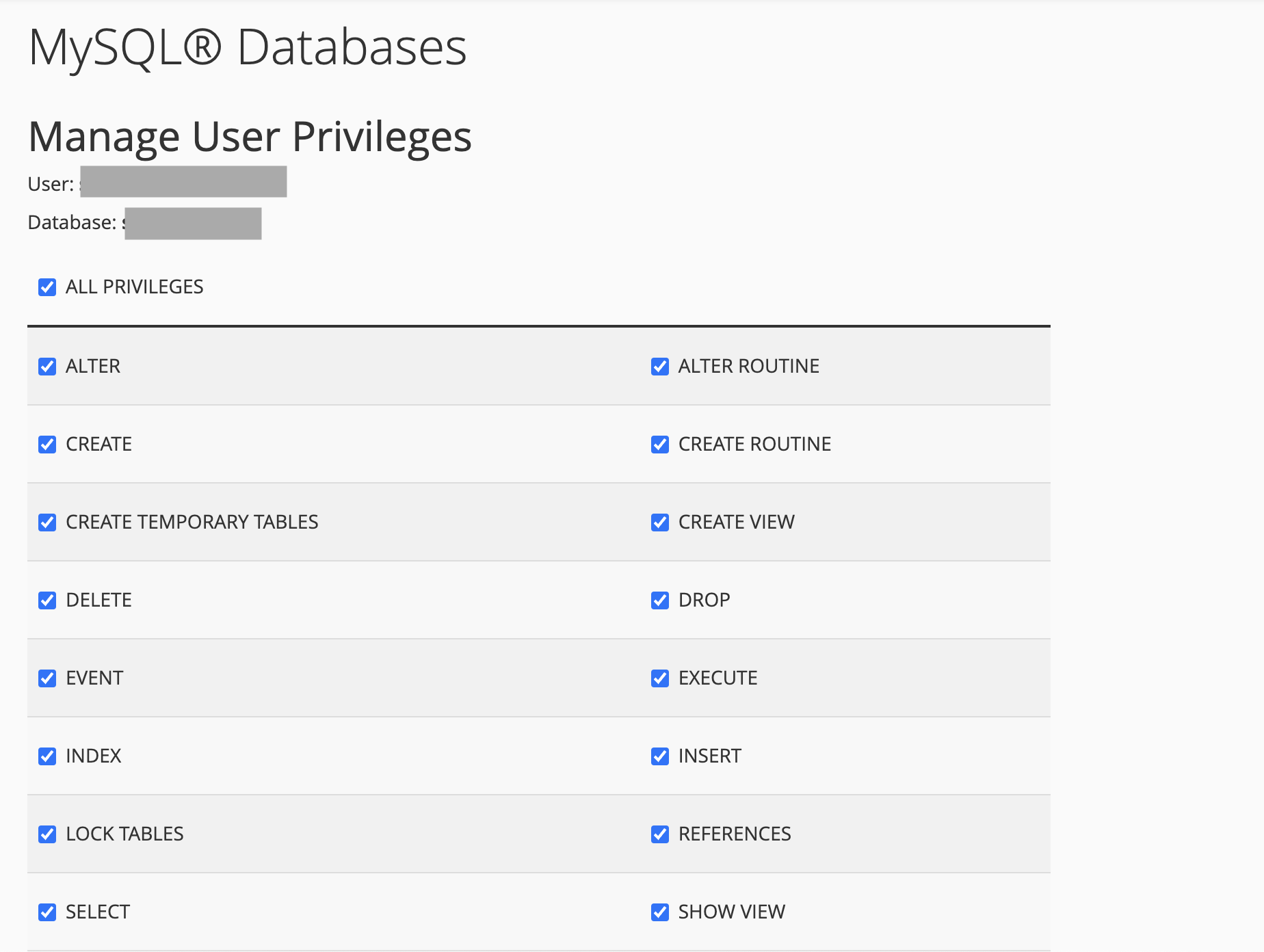 Database permissions